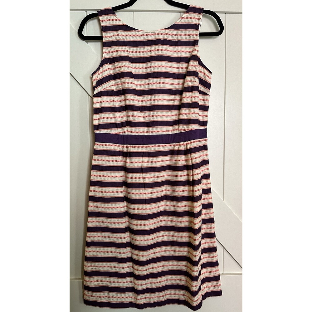 BODEN DRESS‎ PLUM MULTI COLOR STRIPED SLEEVELESS SIZE 6